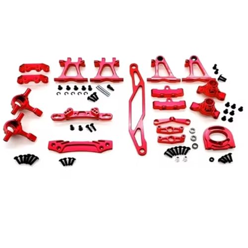 RC Teile Kompatibel Mit Tamiya Für TT-02 1/10 RC Auto Upgrade Teile Metall Modifikation Zubehör Kit Aufhängungsarme Lenkbecher(Red) von QOAKSDY