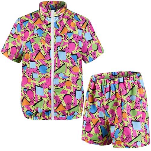 QOAUPO 80er Jahre Outfit Damen Paare Karneval Trainingsanzug 90er Jahre Outfit Herren Retro Kurz Jogginganzug Hippie Kostüm Bad Taste Outfit Klassische Faschingskostüme für Disco Outfit Party QOAUPO 80er Jahre Outfit Damen Paare Karneval Trainingsanzug 90er Jahre Outfit Herren Retro Kurz Jogginganzug Hippie Kostüm Bad Taste Outfit Klassische Faschingskostüme für Disco Outfit Party von QOAUPO