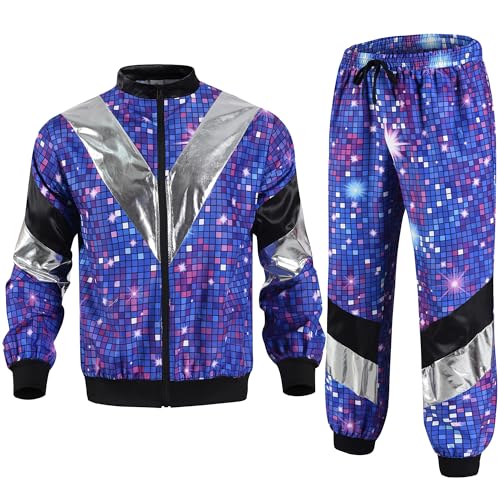 QOAUPO 80er Jahre Outfit Herren, Kariert Trainingsanzug Pailletten Glänzend Disco Kostüm Paare Karneval Hippie Kostüm Leoparden Faschingskostüme 90er Jahre Outfit Damen Bad Taste Outfit QOAUPO 80er Jahre Outfit Herren, Kariert Trainingsanzug Pailletten Glänzend Disco Kostüm Paare Karneval Hippie Kostüm Leoparden Faschingskostüme 90er Jahre Outfit Damen Bad Taste Outfit von QOAUPO