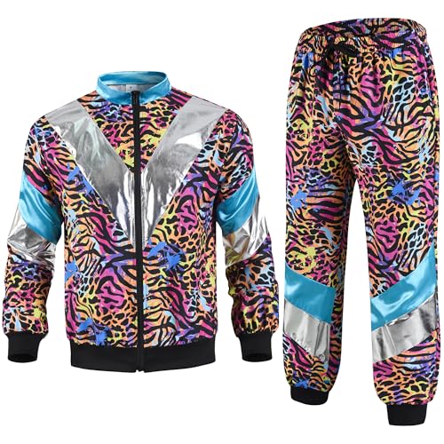 QOAUPO 80er Jahre Outfit Herren, Kariert Trainingsanzug Pailletten Glänzend Disco Kostüm Paare Karneval Hippie Kostüm Leoparden Faschingskostüme 90er Jahre Outfit Damen Bad Taste Outfit QOAUPO 80er Jahre Outfit Herren, Kariert Trainingsanzug Pailletten Glänzend Disco Kostüm Paare Karneval Hippie Kostüm Leoparden Faschingskostüme 90er Jahre Outfit Damen Bad Taste Outfit von QOAUPO