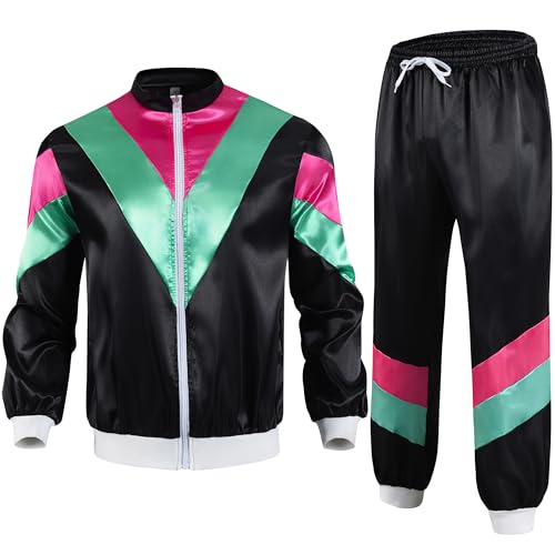 QOAUPO 80er Jahre Outfit Herren Damen 90er Trainingsanzug Retro Paare Karneval Bad Taste Outfit Zip Up Jacke Hose Anzug Cosplay Kostuum Hippie Kostüm Disco Party Kostüm für Karneval Party QOAUPO 80er Jahre Outfit Herren Damen 90er Trainingsanzug Retro Paare Karneval Bad Taste Outfit Zip Up Jacke Hose Anzug Cosplay Kostuum Hippie Kostüm Disco Party Kostüm für Karneval Party von QOAUPO