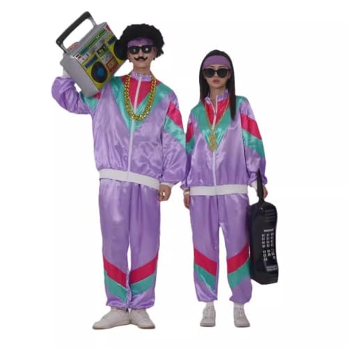 QOAUPO 80er Jahre Outfit Herren Damen 90er Trainingsanzug Retro Paare Karneval Bad Taste Outfit Zip Up Jacke Hose Anzug Cosplay Kostuum Hippie Kostüm Disco Party Kostüm für Karneval Party QOAUPO 80er Jahre Outfit Herren Damen 90er Trainingsanzug Retro Paare Karneval Bad Taste Outfit Zip Up Jacke Hose Anzug Cosplay Kostuum Hippie Kostüm Disco Party Kostüm für Karneval Party von QOAUPO
