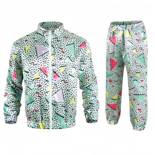 QOAUPO 80er Jahre Outfit Herren Damen Jogginganzug 90er Disco Kostüm Retro Paare Karneval Hippie Kostüm Zip Up Jacke Hose Anzug Klassische Trainingsanzug Bad Taste Outfit für Karneval Party QOAUPO 80er Jahre Outfit Herren Damen Jogginganzug 90er Disco Kostüm Retro Paare Karneval Hippie Kostüm Zip Up Jacke Hose Anzug Klassische Trainingsanzug Bad Taste Outfit für Karneval Party von QOAUPO