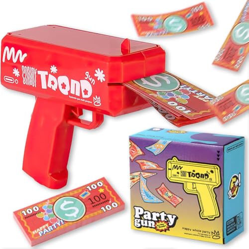 Geld Gun Spielzeug, Geld Gun Shooter Filmrequisitenpistole, damit es regnet, Geld Pistole Party Revolver verschießt Fake Dollar Geeignet für Party,Hochzeit,Party Spiele von QOIXPCE