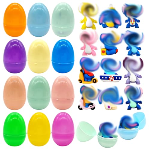 QOIXPCE Überraschungs-Ostereier, 12 Stück Ostereier Plastik mit Spielzeug Ostereier zum Befüllen,Ostereier Deko Bulk vorgefüllte Ostereier Ostereier Füller Ostereier Jagd von QOIXPCE