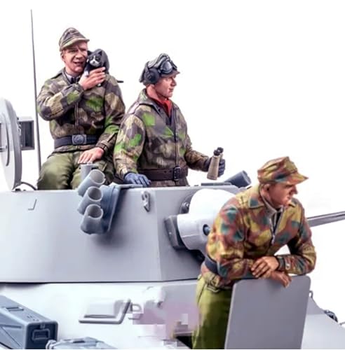 QOMJSDLP 1/16 WWII German Tank Soldier Resin Model Kit Unbemalt und unmontiert Soldier Resin Model Kit (3 Männer, keine Panzer) //g6F0A1 von QOMJSDLP