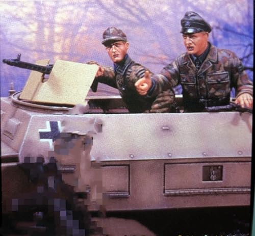 QOMJSDLP 1/35 WWII Panzersoldat Resin-Modellbausatz Unbemalter und unmontierter Soldat Resin Modellbausatz (2 Figuren, keine Panzer) // g7F1A3 von QOMJSDLP