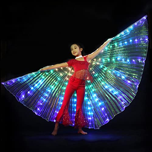 QOTSTEOS LED-Flügel für Kinder, Bar-LED-Flügel, Bauchtanz, Halloween, Bühnenkleidung mit Teleskopstab für Kinder, Performance-Requisiten (bunt) von QOTSTEOS