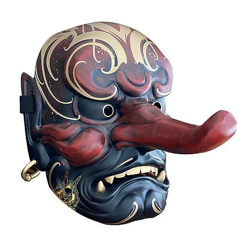 QOVO Große Tengu Japanische Maske, Cosplay Maske Japanische Samurai Oni Maske Cosplay Prop Handgemalte Maske für Halloween Party von QOVO