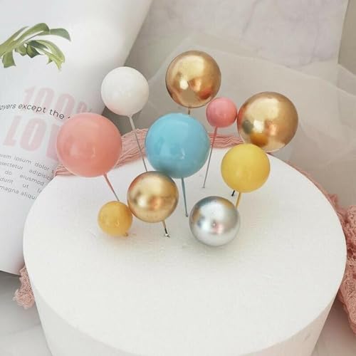 Goldene Kugeln für Kuchendekoration für Geburtstage, Cup, Kuchen und Event-Styling, Weiß, 20 Stück Goldene Kugeln für Kuchendekoration für Geburtstage, Cup, Kuchen und Event-Styling, Weiß, 20 Stück von QOXEZY