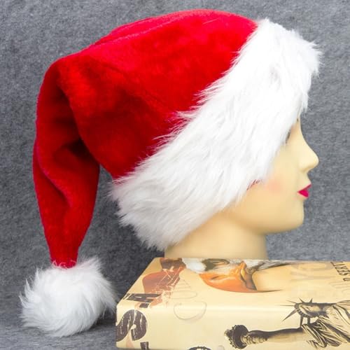 QOXEZY Festliche, rote Weihnachtsmannmütze, geeignet für Erwachsene und Kinder, gemütliches Design für Weihnachtsfeiern (Erwachsene) von QOXEZY