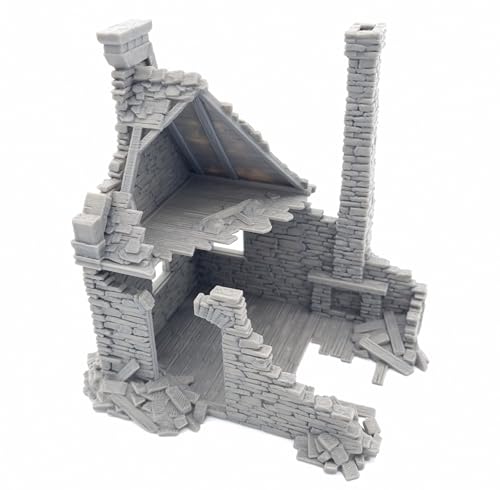 QP3D – Mittelalterliches Ruinensteinhaus, Kriegsspiel-Geländelandschaft für Tischspiele, Miniaturen im Maßstab 28–32 mm, europäisches Gebäude aus dem 16–20. Jahrhundert für RPG 2WW QP3D – Mittelalterliches Ruinensteinhaus, Kriegsspiel-Geländelandschaft für Tischspiele, Miniaturen im Maßstab 28–32 mm, europäisches Gebäude aus dem 16–20. Jahrhundert für RPG 2WW von QP3D Wargames