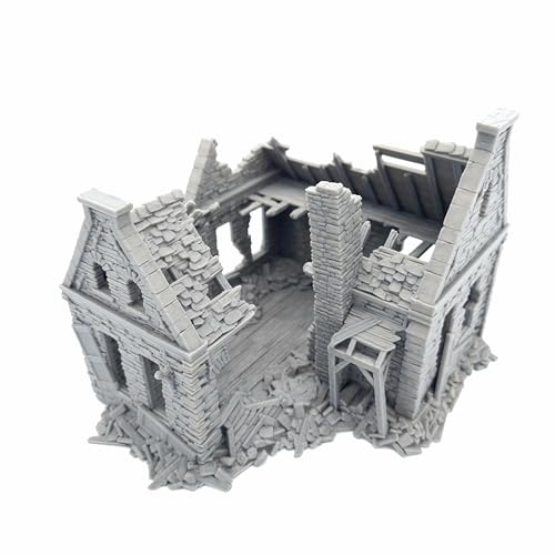 QP3D - Wargaming Ruined Stone House Terrain, Landschaft für Tischkriegsspiele, 28-32 mm Maßstab, 16-20 Jahrhundert mittelalterliches europäisches Gebäude für RPG 2WW und Eisenbahnmodellierung, von QP3D Wargames