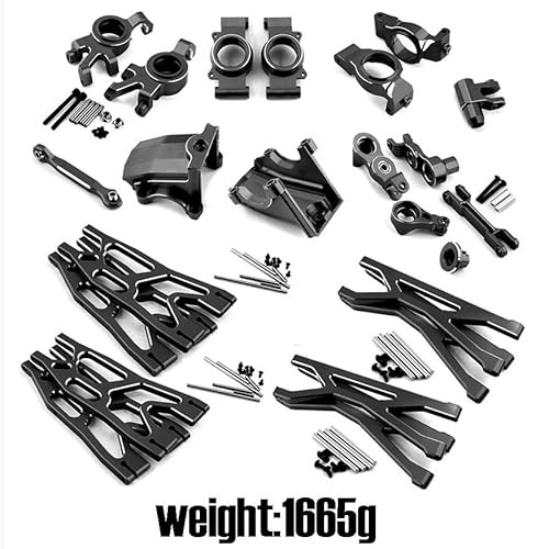 1/5 Aluminiumlegierung Vorne und Hinten Schwingarmblock C Lenkbecher Upgrade Kit for Traxxas X-MAXX Big X Metallzubehörteile(9Pcs Set-Black) von QPAJWAKS