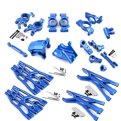 1/5 Aluminiumlegierung vorne und hinten Schwingenblock C Lenkbecher Upgrade-Kit für Traxxas X-MAXX Big X Metall-Zubehörteile (9-teiliges Set, blau) von QPAJWAKS