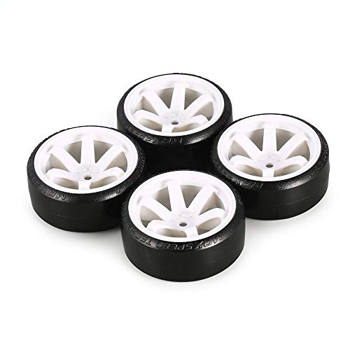 4 Stück RC Hard Pattern Drift Reifen Reifenrad for Trxs HSP Tamiya HPI 1:10 RC On-Road Fahrzeug Drifting Auto Hard Reifen Set(White) von QPAJWAKS