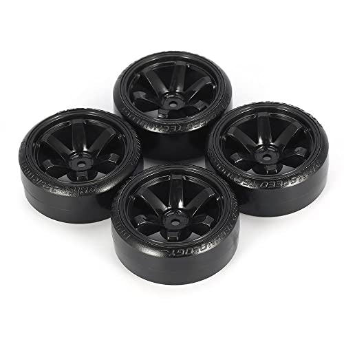 4 Stück RC Hard Pattern Drift Reifen Reifenrad for Trxs HSP Tamiya HPI 1:10 RC On-Road Fahrzeug Drifting Auto Hard Reifen Set(Zwart) von QPAJWAKS