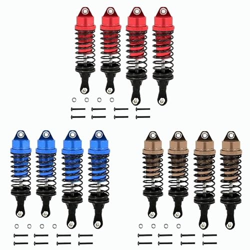 4 stücke Metall Vorne Und Hinten Stoßdämpfer 727 for Traxxas Slash 4X4 VXL 2WD Rustler Stampede Hoss 1/10 RC Auto Upgrades Teile(Blauw) von QPAJWAKS