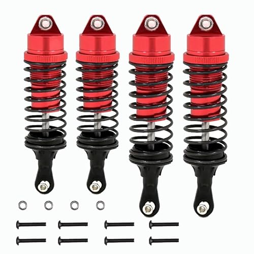 4 stücke Metall Vorne Und Hinten Stoßdämpfer 727 for Traxxas Slash 4X4 VXL 2WD Rustler Stampede Hoss 1/10 RC Auto Upgrades Teile(Rood) von QPAJWAKS