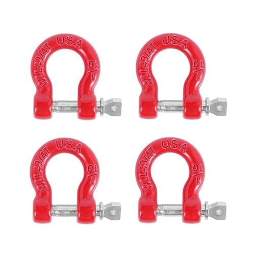 4-teiliger Metallstoßfänger-D-Ring, roter Abschlepphaken, Anhänger-Rettungshaken for 1/10 RC Crawler Auto Traxxas TRX4 Axial SCX10 Upgrade-Teile von QPAJWAKS