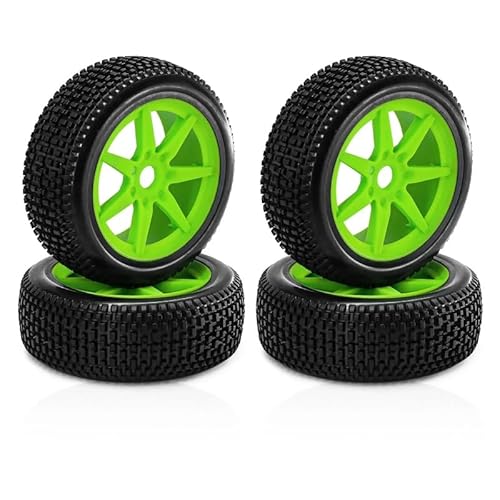 4pcs 1/8 RC Off-Road Buggy 117MM Tires Wheel 17mm Hex for ARRMA Typhon Talion Traxxas Redcat Team Losi Kyosho HPI WR8 HSP RC Car(Green) von QPAJWAKS