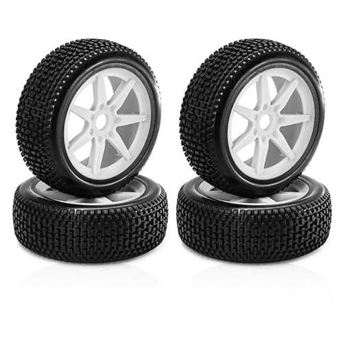 4pcs 1/8 RC Off-Road Buggy 117MM Tires Wheel 17mm Hex for ARRMA Typhon Talion Traxxas Redcat Team Losi Kyosho HPI WR8 HSP RC Car(White) von QPAJWAKS