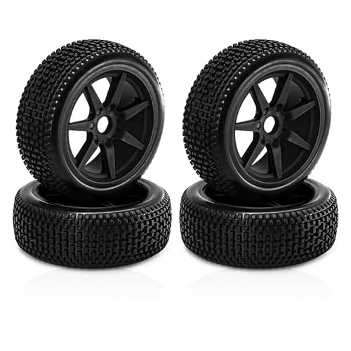 4pcs 1/8 RC Off-Road Buggy 117MM Tires Wheel 17mm Hex for ARRMA Typhon Talion Traxxas Redcat Team Losi Kyosho HPI WR8 HSP RC Car(Zwart) von QPAJWAKS