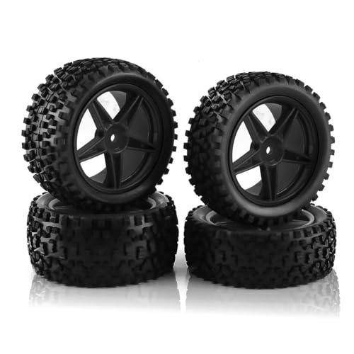 4pcs 87mm Off Road Tires Plastic Wheel Rim Rubber Tyre for 1:10 RC Car HSP 94107 94166 94106 94155 Tamiya Wltoys 144001(Zwart) von QPAJWAKS