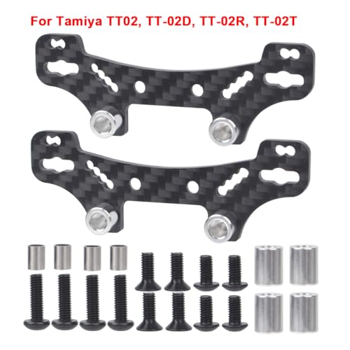 Carbon Fiber Stoßdämpfer Bleiben Batterie Platte Oberen Deck for Tamiya TT02 Type-SR TT-02D 1/10 RC Auto Zubehör Upgrade Teile(Front Rear) von QPAJWAKS