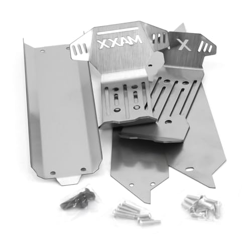 Edelstahl Vorne und Hinten Chassis Rüstung Skid Platte Schutz for TRAXXAS 1/10 MAXX RC Auto Upgrade Teile von QPAJWAKS