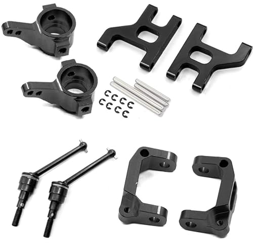 Front Lower Suspension Arm Hub Carrier Basis C/Lenkung Tasse/Metall Antriebswelle for 1/10 Tamiya CC01 TA02 TA03 4WD Buggy RC Auto OP(Full Set Black) von QPAJWAKS