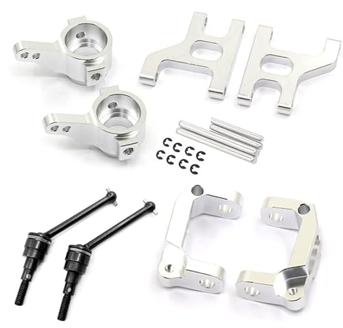 Front Lower Suspension Arm Hub Carrier Basis C/Lenkung Tasse/Metall Antriebswelle for 1/10 Tamiya CC01 TA02 TA03 4WD Buggy RC Auto OP(Full Set Silver) von QPAJWAKS