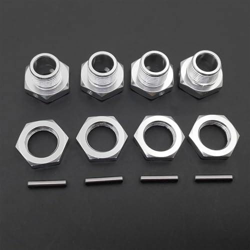 M17 17mm Aluminum Wheel Hex Hubs Adapter Nut Pin Anti-Dust Cover for 1/8 RC Model Car HPI HSP Losi Axial Kyosho Tamiya 81011(Silver) von QPAJWAKS