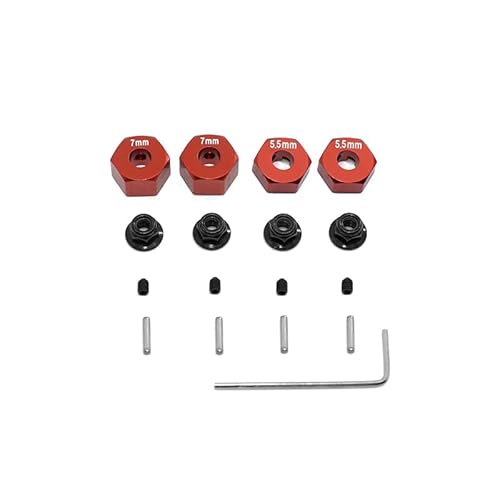 Metal Hex Wheel Hubs Pins and M4 Flanged Lock Nuts Set for Traxxas Slash 2WD 1/10 Upgrade Parts Replace 1654 3654(Rood) von QPAJWAKS