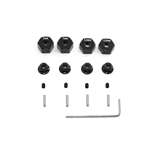 Metal Hex Wheel Hubs Pins and M4 Flanged Lock Nuts Set for Traxxas Slash 2WD 1/10 Upgrade Parts Replace 1654 3654(Zwart) von QPAJWAKS
