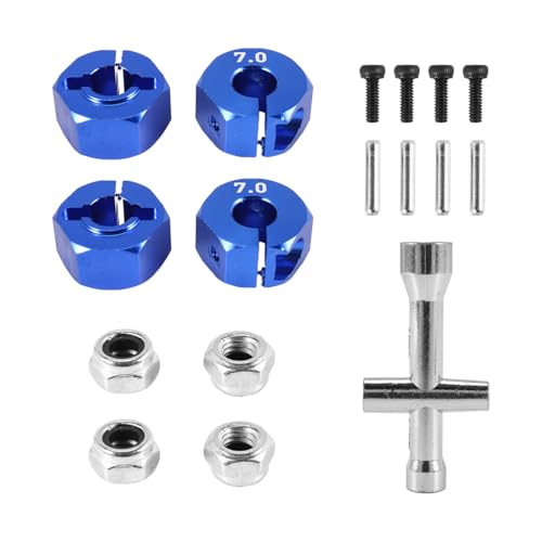 Metall 12mm Hex Rad Hub Adapter M4 Flansch Kontermutter Kreuz Schlüssel for Traxxas 1/10 Slash 4X4 VXL 2WD Rustler RC Auto von QPAJWAKS