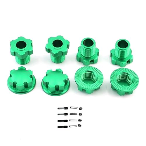 Metall 17mm Splined Wheel Hex Hub Adapter 8654 for Traxxas 1/10 E-Revo 2.0 Maxx 1/8 Schlitten RC Auto Upgrade Teile(Green) von QPAJWAKS