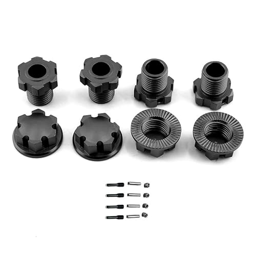 Metall 17mm Splined Wheel Hex Hub Adapter 8654 for Traxxas 1/10 E-Revo 2.0 Maxx 1/8 Schlitten RC Auto Upgrade Teile(Zwart) von QPAJWAKS