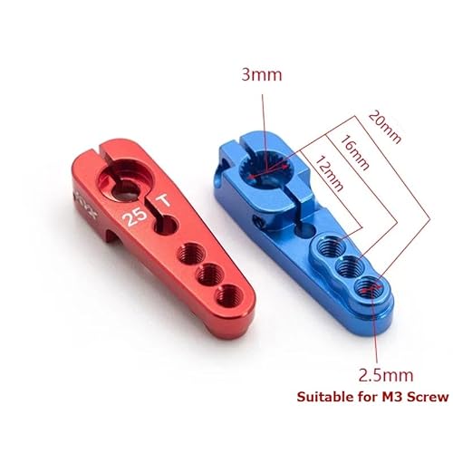 QPAJWAKS 1/10 RC Auto 25T Servo Arm Loch Abstand 12 16 20mm Horn Upgrade Ersatzteil for 1/10 1/8 RC Crawler Servo Motoren(Blauw) von QPAJWAKS