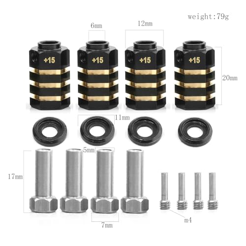 QPAJWAKS 1 Satz RC-Messing-Abstandshalter, Rad-Sechskant-Nabenverlängerungen for TRX4 TRX6-Räder, Verlängerungs-Sechskant-Antriebsadapter (Dicke)(1Set 15mm) von QPAJWAKS