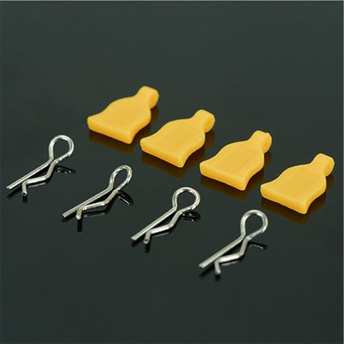 QPAJWAKS 100 STÜCKE 1:10 1:16 1:8 Universal Auto-Shell-Clip Pin Schnallen 02053 86090 85734 R Clips for DIY HSP On-Road RC Autos Zubehör(4pcs Yellow) von QPAJWAKS