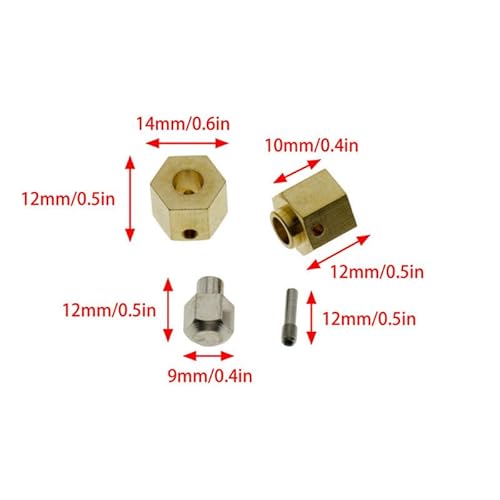 QPAJWAKS 12MM Extended Brass Wheel Hub Adapter Wheel Hex Mount for Axial SCX10 III AXI03007 AXI03004 Capra 1/10 RC Car Par(4pcs 10mm) von QPAJWAKS