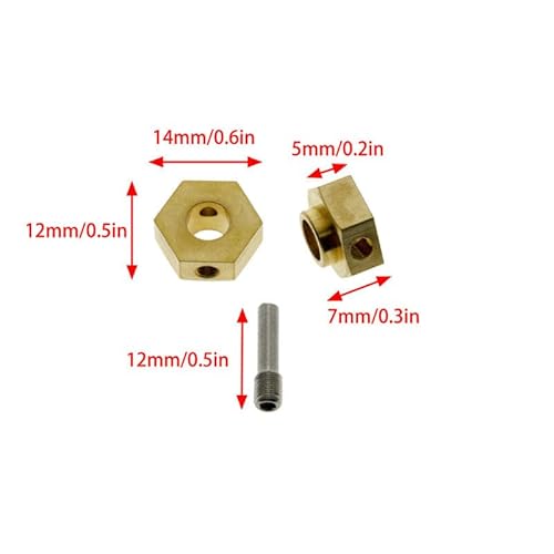 QPAJWAKS 12MM Extended Brass Wheel Hub Adapter Wheel Hex Mount for Axial SCX10 III AXI03007 AXI03004 Capra 1/10 RC Car Par(4pcs 5mm) von QPAJWAKS