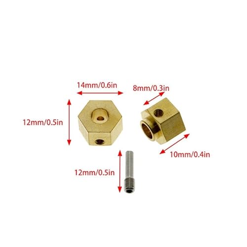 QPAJWAKS 12MM Extended Brass Wheel Hub Adapter Wheel Hex Mount for Axial SCX10 III AXI03007 AXI03004 Capra 1/10 RC Car Par(4pcs 8mm) von QPAJWAKS