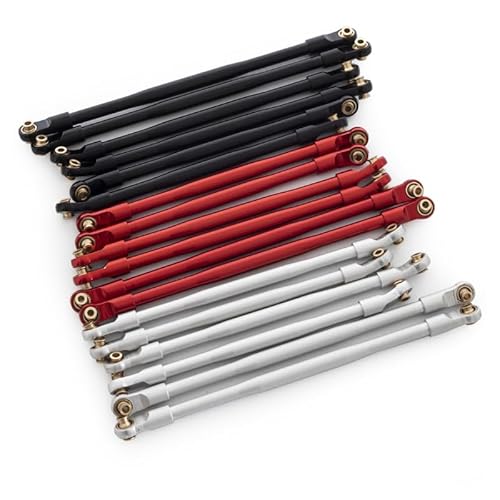 QPAJWAKS 1pc Aluminium Upgrade Spurstange Teile 124mm-174mm Rot/Silber/Schwarz for RC 1/10 SCX10 d90 RC4WD Axial Track(L139mm Silver) von QPAJWAKS
