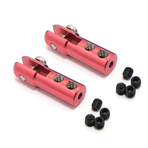 QPAJWAKS 2 STÜCKE Metall Servo Arm Gestänge Lenkgetriebe Spurstange Chuck Rudergelenk Koppler Rot Blau Mit Stellschrauben for RC Modellboot(Rood) von QPAJWAKS