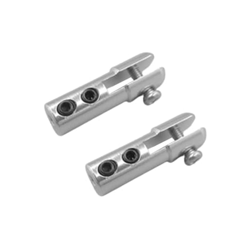 QPAJWAKS 2 STÜCKE Metall Servo Arm Gestänge Lenkgetriebe Spurstange Chuck Rudergelenk Koppler Rot Blau Mit Stellschrauben for RC Modellboot(Silver) von QPAJWAKS