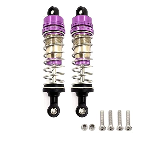 QPAJWAKS 2 stücke Metall Stoßdämpfer Dämpfer Öl Gefüllt Schocks for WLtoys 144001 1/14 Vier-Rad Stick RC Drift Racing Auto Teile(2pcs Purple) von QPAJWAKS