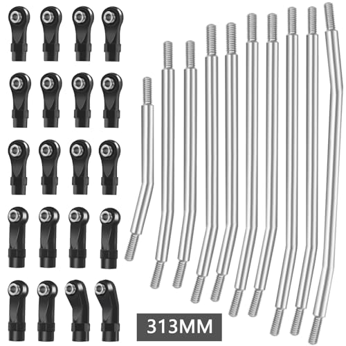 QPAJWAKS 313 mm/324 mm Metallverbindungssatz, Lenkstange mit Nylon-Endsatz for Axial SCX10 SCX10II 90046 1/10 RC Crawler Car(313mm) von QPAJWAKS