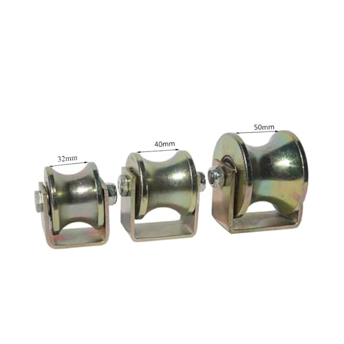 QPAJWAKS 33 mm, 40 mm, 50 mm, rundes Stahlrohr, U-förmiges Schienenrad, Doppellager, Schiebetür, gerillte Festlastrolle(40mm) von QPAJWAKS